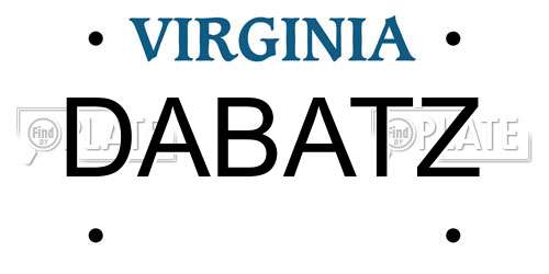 DABATZ Virginia License Plate