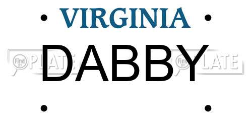 DABBY Virginia License Plate