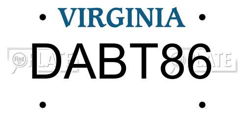 DABT86 Virginia License Plate