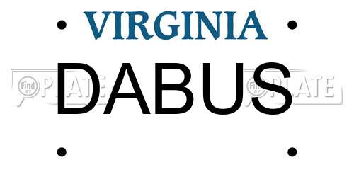 DABUS Virginia License Plate
