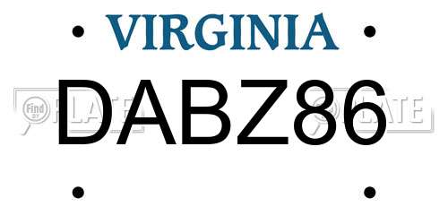 DABZ86 Virginia License Plate