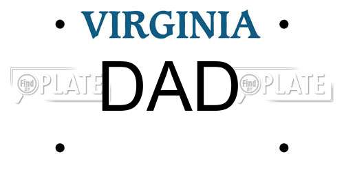 DAD Virginia License Plate