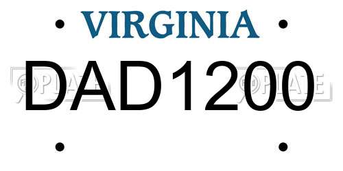 DAD1200 Virginia License Plate