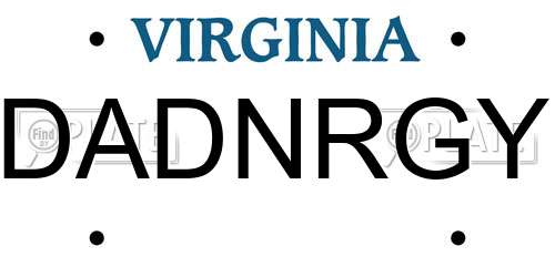 DADNRGY Virginia License Plate