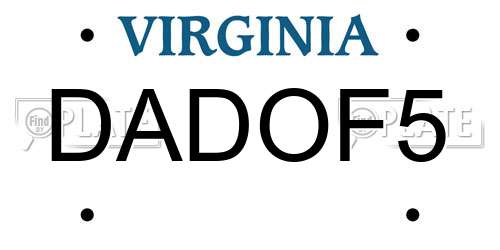 DADOF5 Virginia License Plate