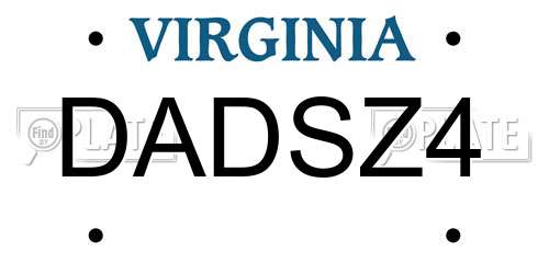 DADSZ4 Virginia License Plate