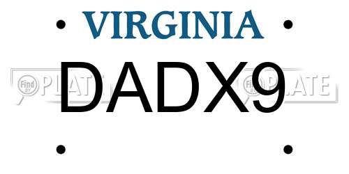 DADX9 Virginia License Plate