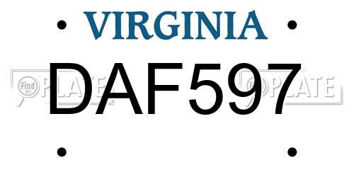 DAF597 Virginia License Plate
