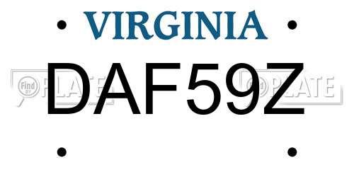 DAF59Z Virginia License Plate