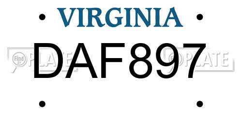 DAF897 Virginia License Plate