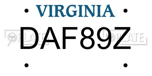 DAF89Z Virginia License Plate