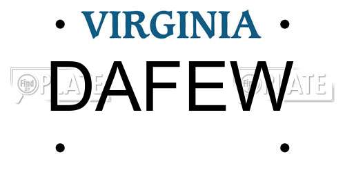 DAFEW Virginia License Plate
