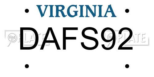 DAFS92 Virginia License Plate