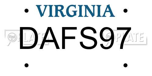 DAFS97 Virginia License Plate