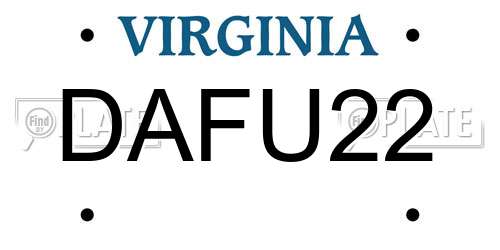 DAFU22 Virginia License Plate