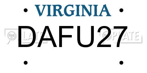DAFU27 Virginia License Plate