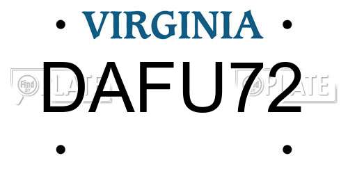 DAFU72 Virginia License Plate