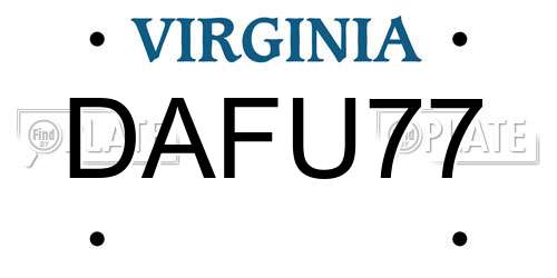 DAFU77 Virginia License Plate
