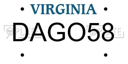 DAGO58 Virginia License Plate