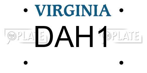 DAH1 Virginia License Plate
