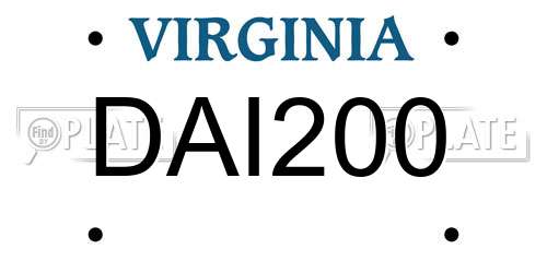 DAI200 Virginia License Plate