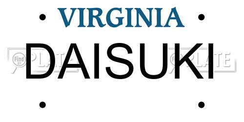 DAISUKI Virginia License Plate