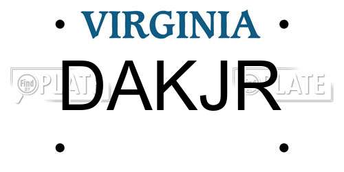 DAKJR Virginia License Plate