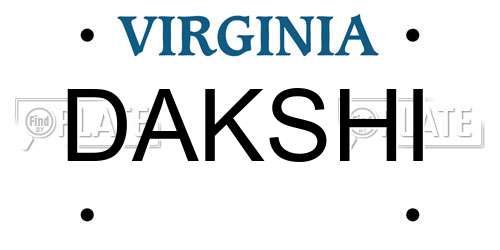 DAKSHI Virginia License Plate