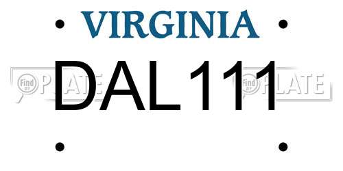 DAL111 Virginia License Plate