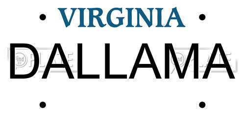 DALLAMA Virginia License Plate