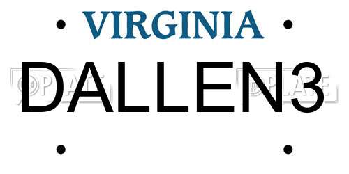 DALLEN3 Virginia License Plate