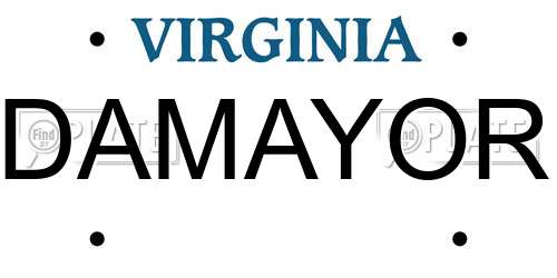 DAMAYOR Virginia License Plate