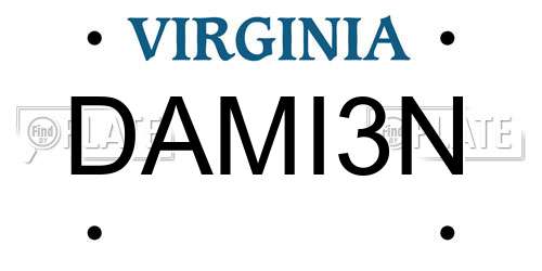 DAMI3N Virginia License Plate