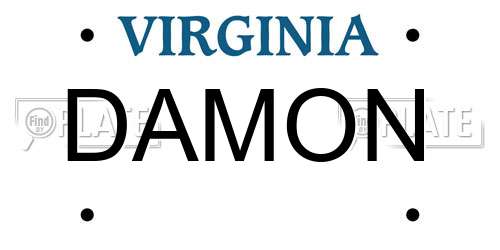 DAMON Virginia License Plate