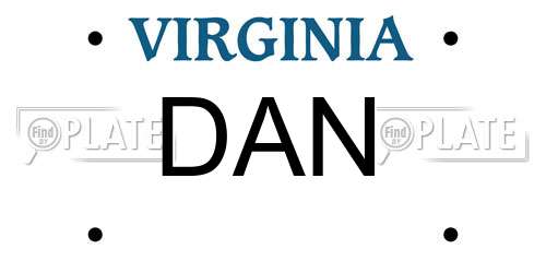 DAN Virginia License Plate