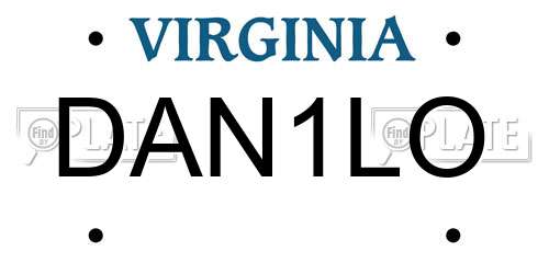 DAN1LO Virginia License Plate