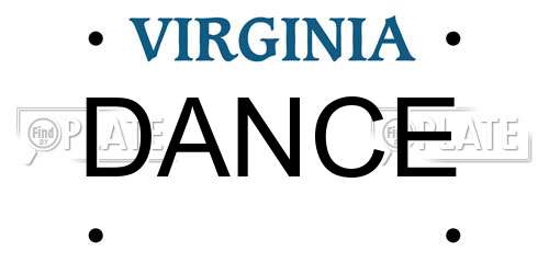 DANCE Virginia License Plate
