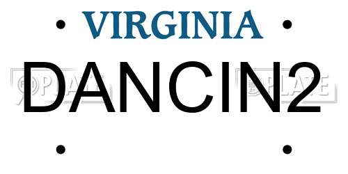 DANCIN2 Virginia License Plate