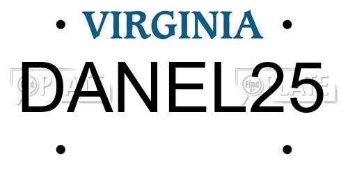 DANEL25 Virginia License Plate