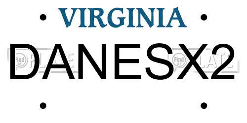 DANESX2 Virginia License Plate