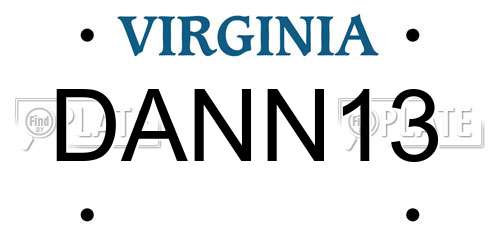 DANN13 Virginia License Plate
