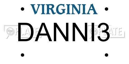 DANNI3 Virginia License Plate
