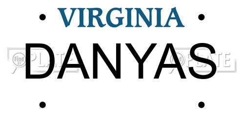 DANYAS Virginia License Plate