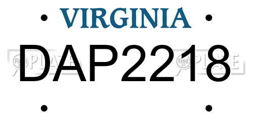 DAP2218 Virginia License Plate