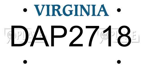 DAP2718 Virginia License Plate