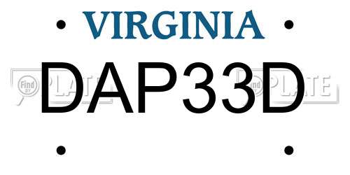 DAP33D Virginia License Plate