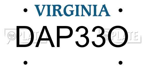 DAP33O Virginia License Plate