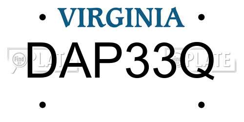 DAP33Q Virginia License Plate