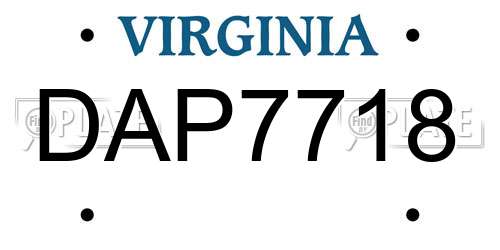 DAP7718 Virginia License Plate
