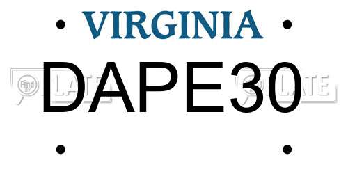 DAPE30 Virginia License Plate